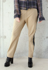 Khaki and Leather Tux Trouser